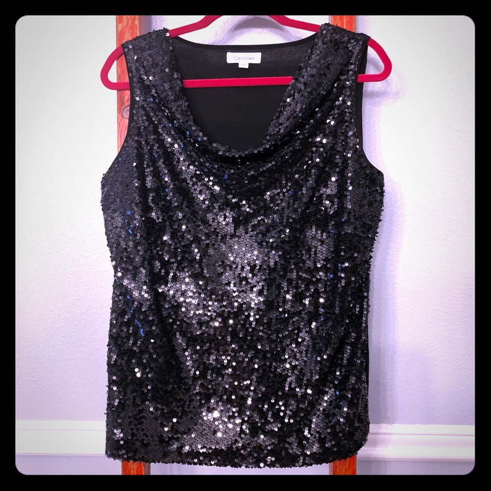 Black sequined blouse